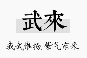 武来名字的寓意及含义