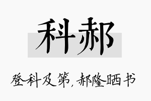 科郝名字的寓意及含义