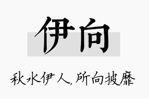 伊向名字的寓意及含义