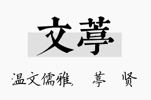 文葶名字的寓意及含义