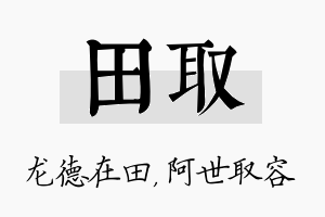 田取名字的寓意及含义