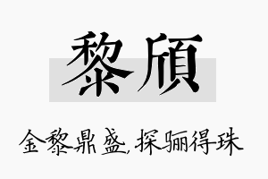 黎颀名字的寓意及含义