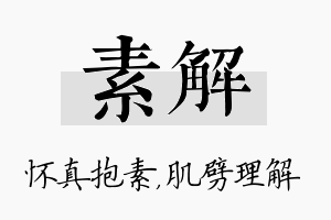 素解名字的寓意及含义