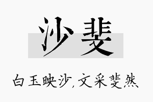 沙斐名字的寓意及含义