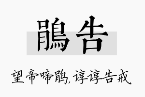 鹃告名字的寓意及含义