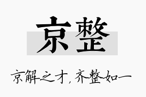 京整名字的寓意及含义