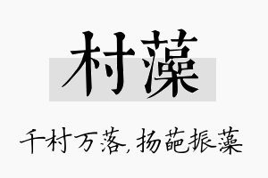 村藻名字的寓意及含义