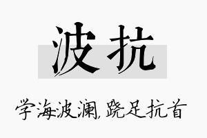 波抗名字的寓意及含义