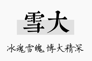 雪大名字的寓意及含义