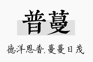 普蔓名字的寓意及含义