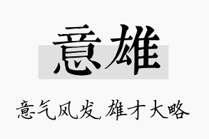 意雄名字的寓意及含义