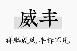 威丰名字的寓意及含义