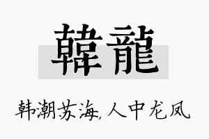 韩龙名字的寓意及含义