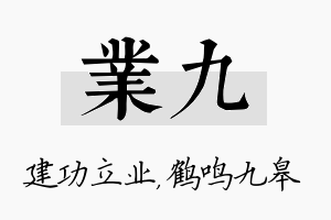 业九名字的寓意及含义