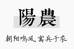 阳农名字的寓意及含义