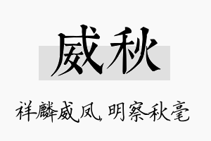 威秋名字的寓意及含义