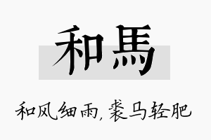 和马名字的寓意及含义