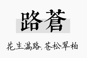 路苍名字的寓意及含义