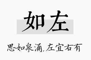 如左名字的寓意及含义