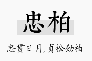 忠柏名字的寓意及含义