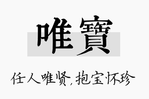 唯宝名字的寓意及含义