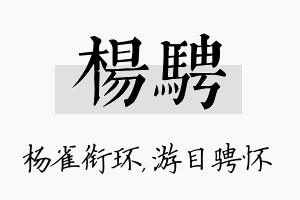 杨骋名字的寓意及含义