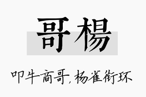 哥杨名字的寓意及含义