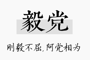 毅党名字的寓意及含义