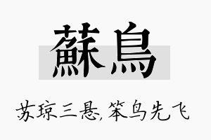 苏鸟名字的寓意及含义