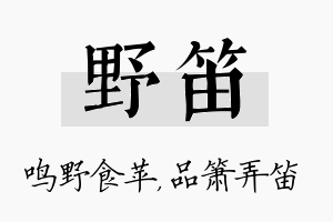 野笛名字的寓意及含义