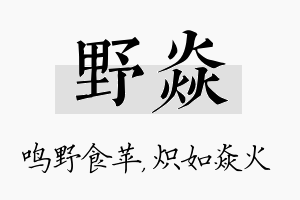 野焱名字的寓意及含义