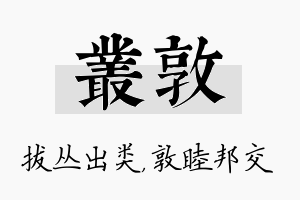 丛敦名字的寓意及含义