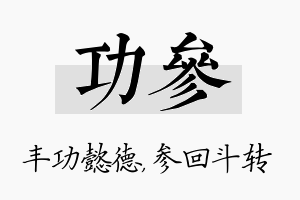 功参名字的寓意及含义