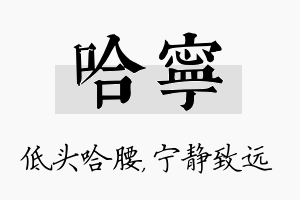 哈宁名字的寓意及含义