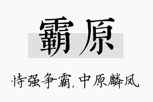 霸原名字的寓意及含义