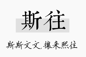 斯往名字的寓意及含义