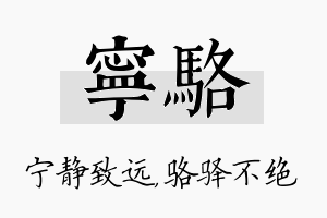 宁骆名字的寓意及含义