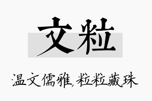 文粒名字的寓意及含义