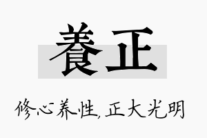 养正名字的寓意及含义