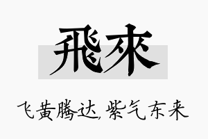 飞来名字的寓意及含义