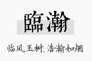 临瀚名字的寓意及含义