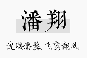 潘翔名字的寓意及含义