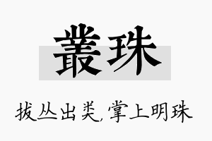 丛珠名字的寓意及含义