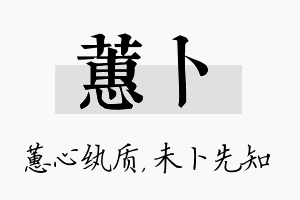 蕙卜名字的寓意及含义