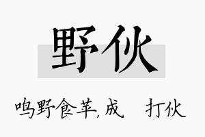 野伙名字的寓意及含义