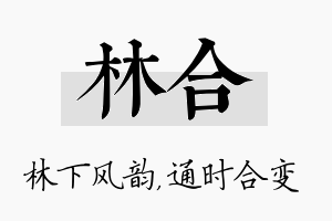 林合名字的寓意及含义