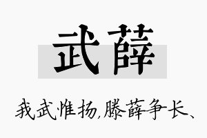 武薛名字的寓意及含义