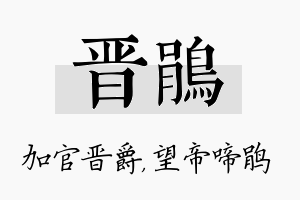 晋鹃名字的寓意及含义