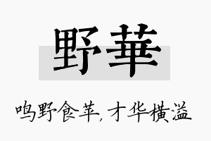 野华名字的寓意及含义