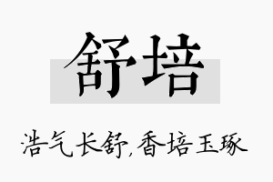 舒培名字的寓意及含义